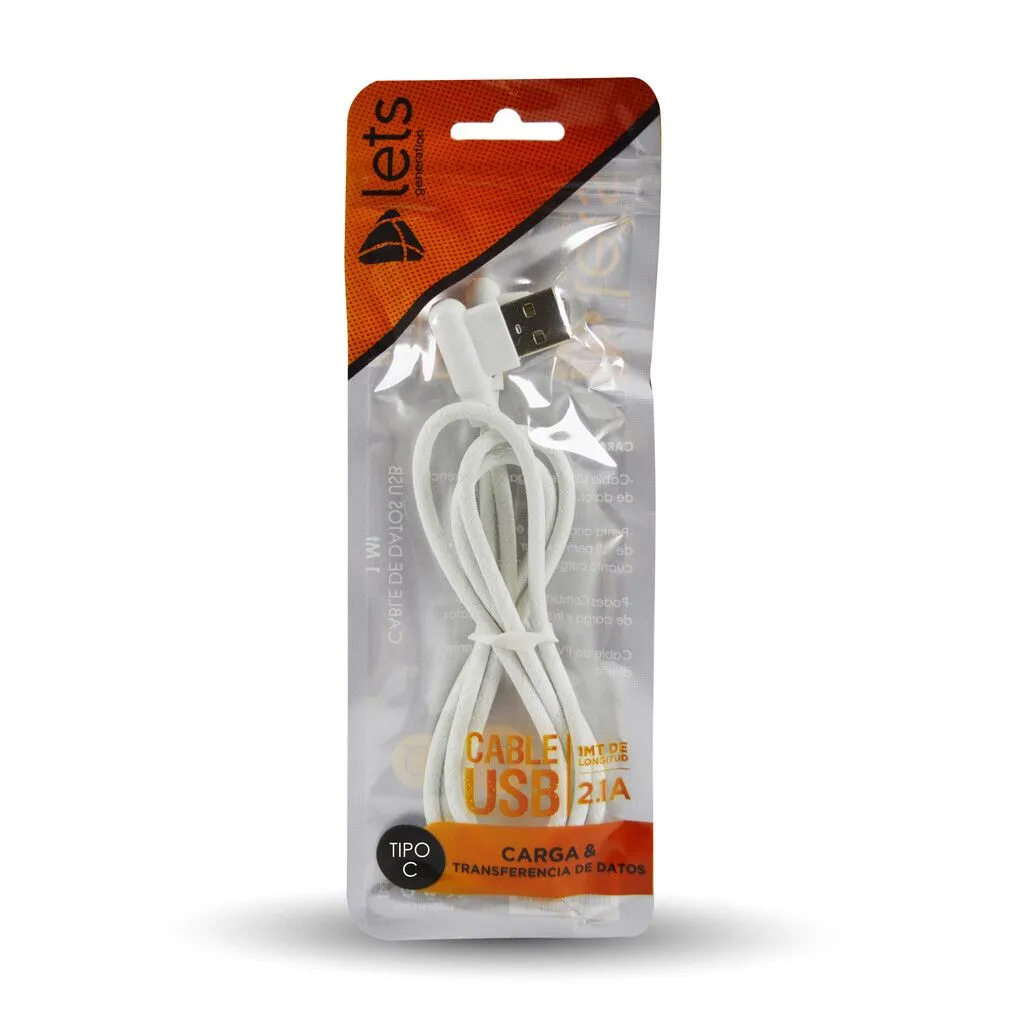 CABLE USB MOD21 - ELE - TIPO C - BLANCO