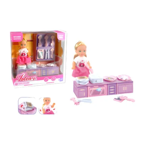MUÑEQUITA CON COCINA MARZ-003 - ZUMO - MULTICOLOR