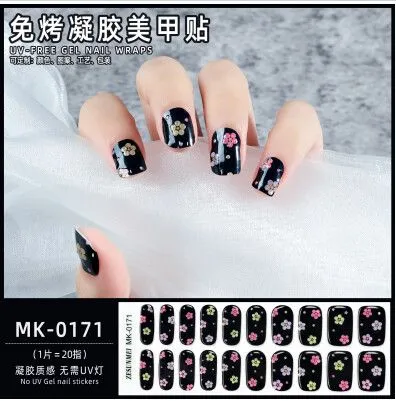 UÑAS GEL STICKERS UV-FREE CON DISEÑO MODV-00LW - VARIOS - NEGRO