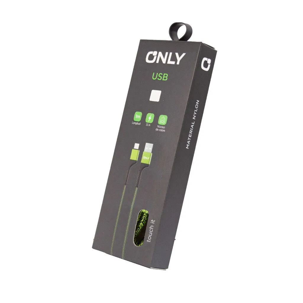 CABLE USB MOD 58 - TEXTIL ONLY - V8 - VERDE
