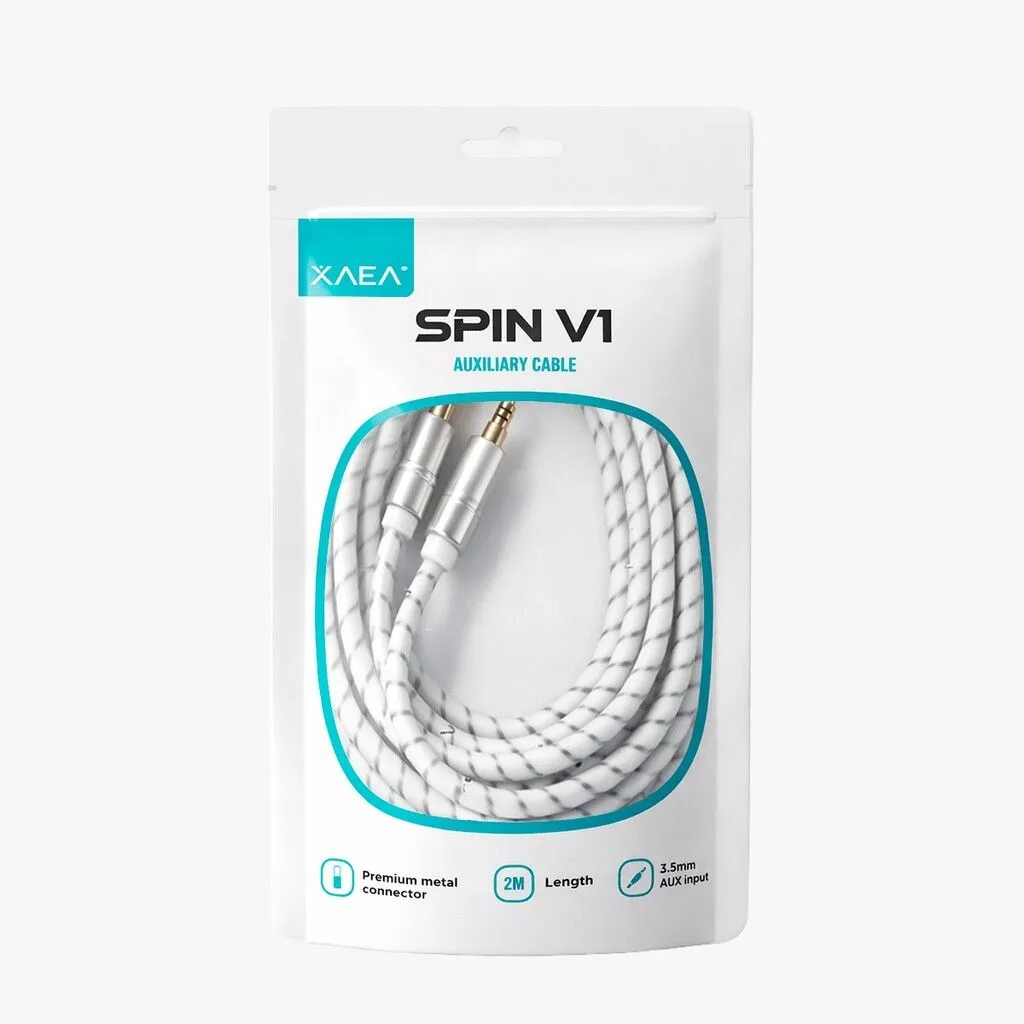 CABLE AUX 3,5 MOD75 - 2 METROS - METAL - BLANCO