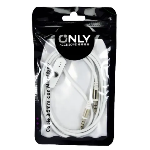CABLE AUX 3,5 MOD10 - CON MIC - BLANCO