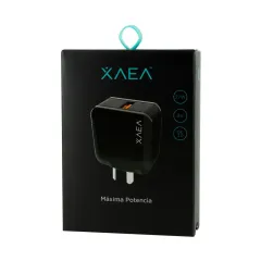 CARGADOR 220V XAEA MOD 10 - 9V - 27W - 1 USB + CABLE TIPO C - NEGRO