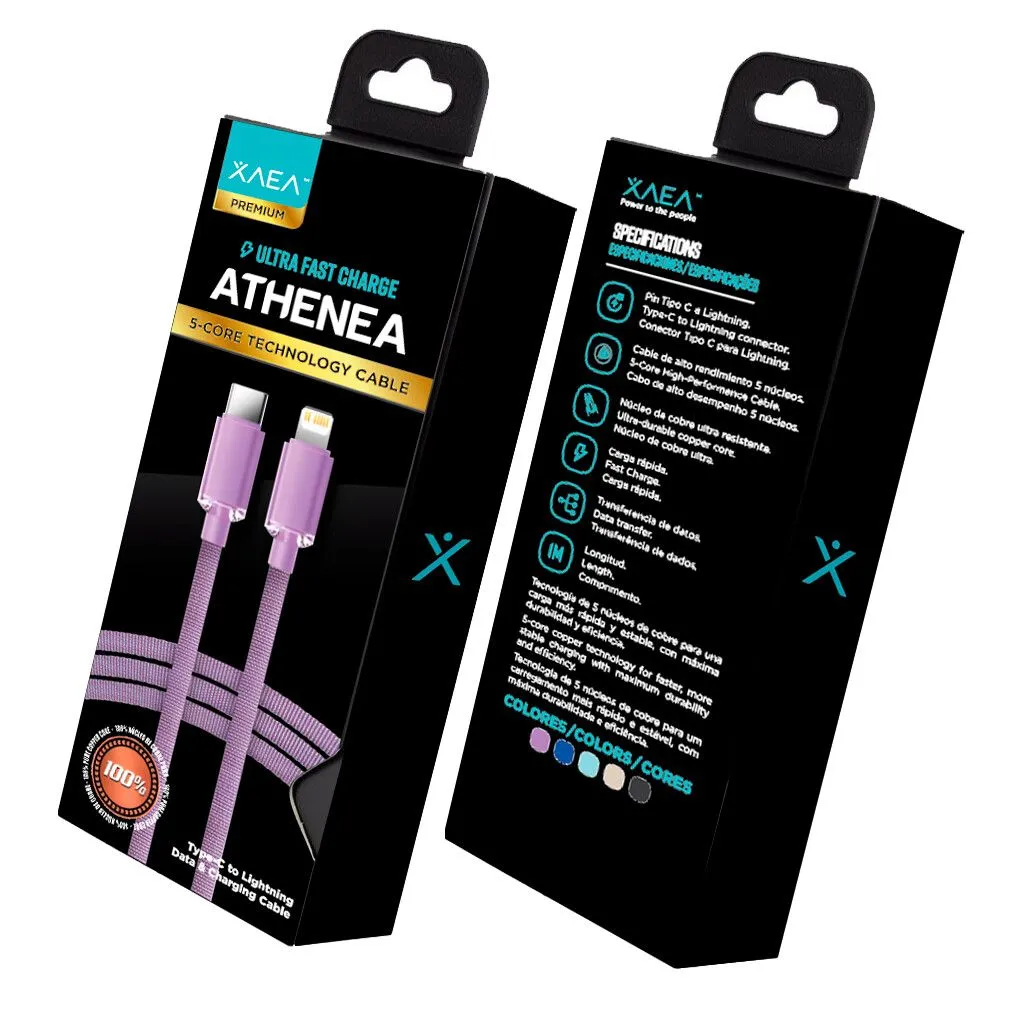 CABLE TIPO C - LIGHTNING MODX-098 - ATHENEA - XAEA - LILA