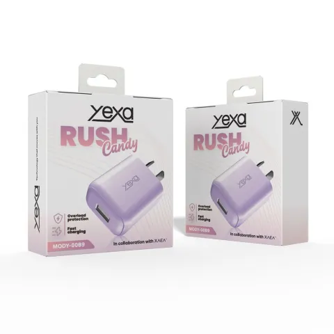 ADAPTADOR-CARGADOR 220V MODY-00B9 4.8A - RUSH - 1USB - YEXA - VIOLETA