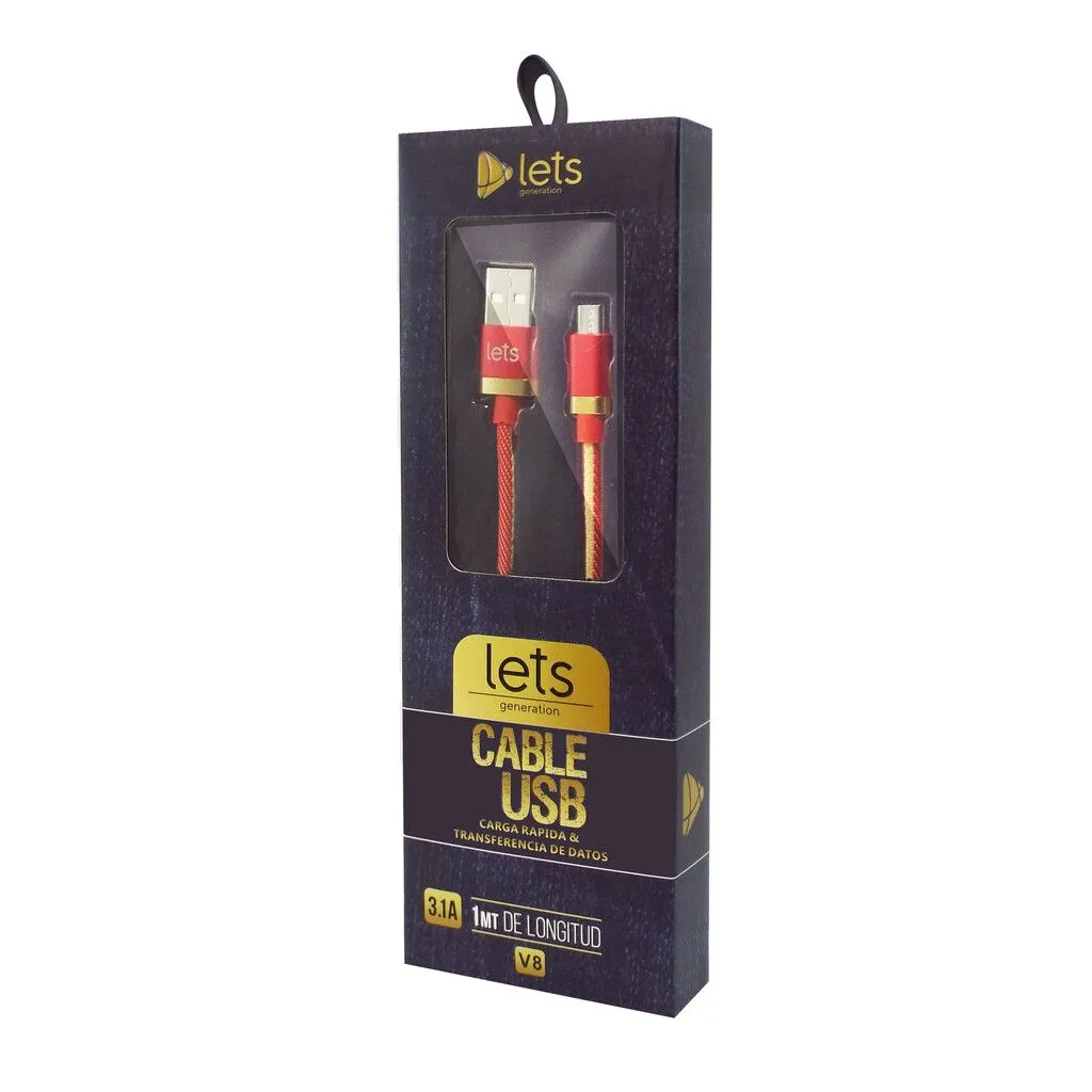 CABLE USB MOD02 - JEAN - V8 - ROJO