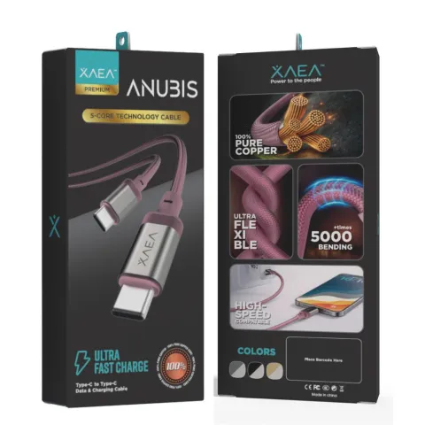 CABLE ANUBIS TIPO C-C MODX-00J1 - XAEA - ROSA PASTEL