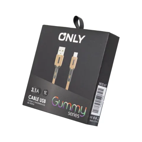 CABLE USB MOD 67 - GUMMY - TIPO C - ROSA