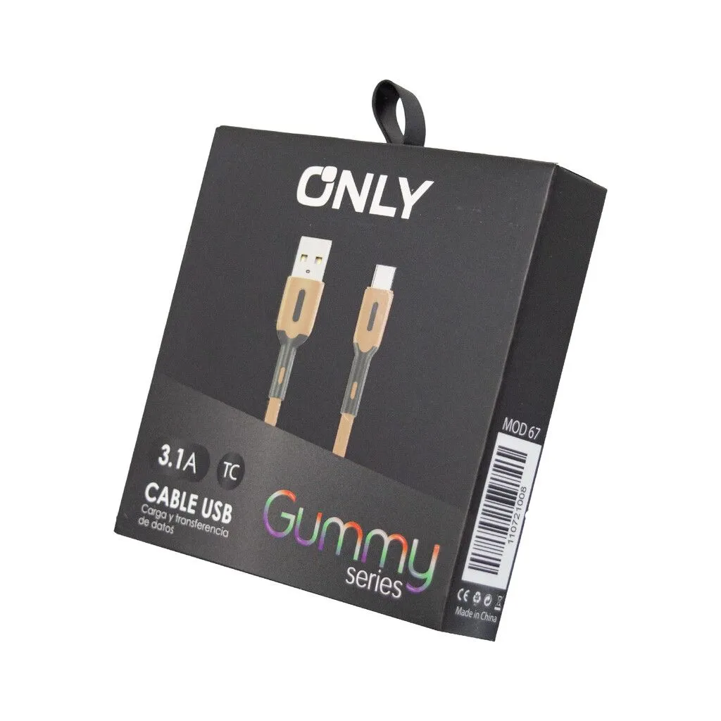 CABLE USB MOD 67 - GUMMY - TIPO C - ROSA