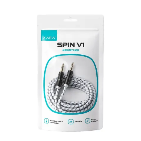 CABLE AUX 3,5 MOD75 - 2 METROS - METAL - NEGRO