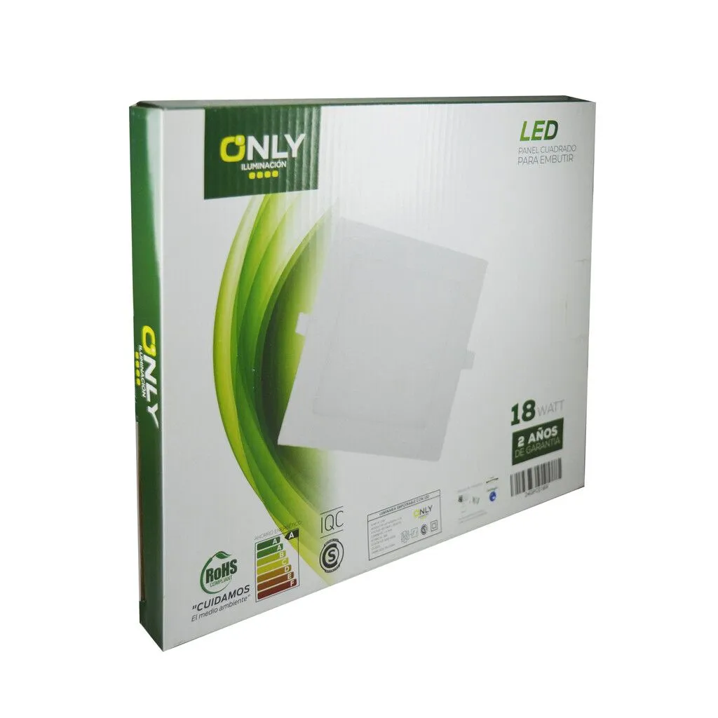 PANEL LED -ONLY- 18W CUADRADO PARA EMBUTIR FRIO