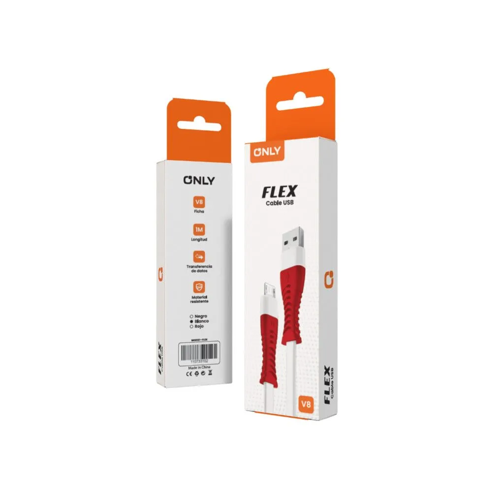 CABLE USB MOD 121 - ONLY - V8 - BLANCO