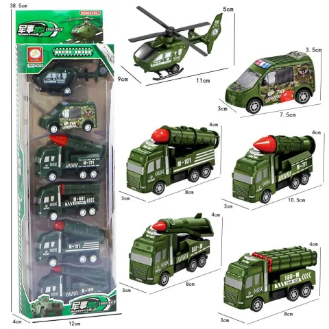 BLISTER x6 AUTOS JUGUETE MODZ-504 - ZUMO - VERDE MILITAR