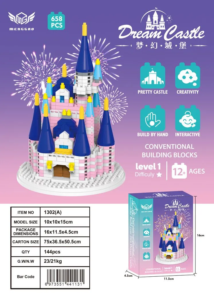 MINI BLOQUES CASTILLOS DE ENSUEÑO 658 PIEZAS JDMZ-128 - ZUMO - MORADO