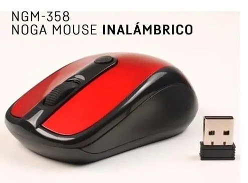MOUSE INALAMBRICO NOGA NGM-358 - NEGRO/ROJO