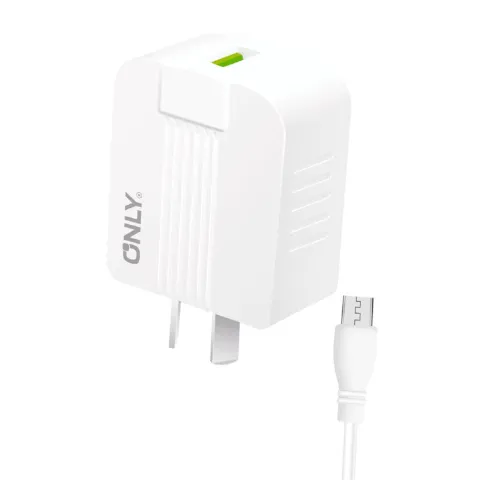 CARGADOR 220V MODO-006 - 1USB + CABLE V8 - ONLY - BLANCO