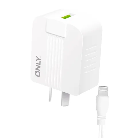 CARGADOR 220V MODO-006 - 1USB + CABLE LIGHTNING - ONLY - BLANCO