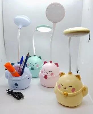 LAMPARA INFANTIL GATITO SUERTE COLORES PORTA LAPIZ