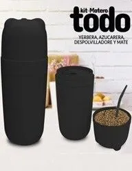 KIT MATERO TODO EN 1 (YERBERA, AZUCARERA, DESPOLVILLADOR Y MATE) - ROJO