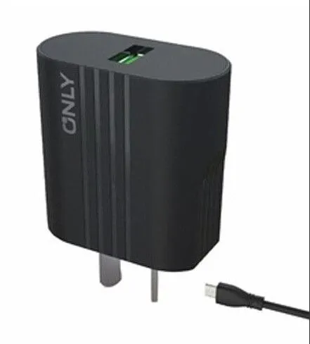 CARGADOR 220V ONLY MOD 03 - 2,1 A - 1 USB + CABLE TIPO C - NEGRO