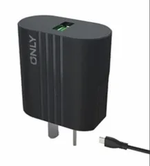 CARGADOR 220V ONLY MOD 03 - 2,1 A - 1 USB + CABLE TIPO C - NEGRO