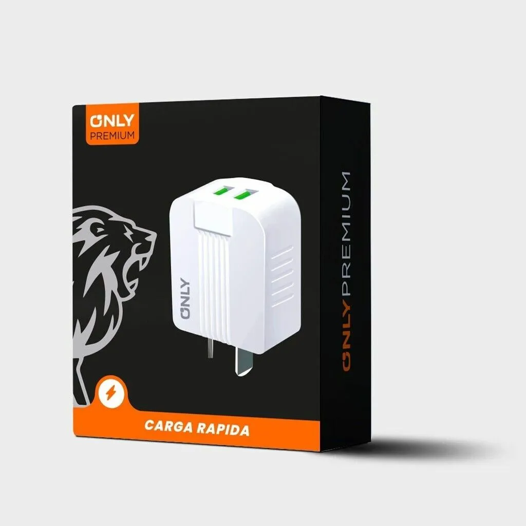 ADAPTADOR-CARGADOR 220V MODO-006 - 2USB - ONLY - BLANCO