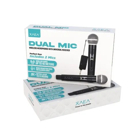 MICROFONO DOBLE INALAMBRICO MODX-065 - XAEA - NEGRO