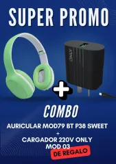 AURICULAR ONLY BT P38 SWEET VERDE + CARGADOR 220V V8 ONLY MOD 03 - 2,1 DE RAGALO