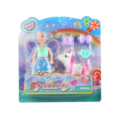 MUÑEQUITA HADA CON PONY MARZ-002 - ZUMO - CELESTE