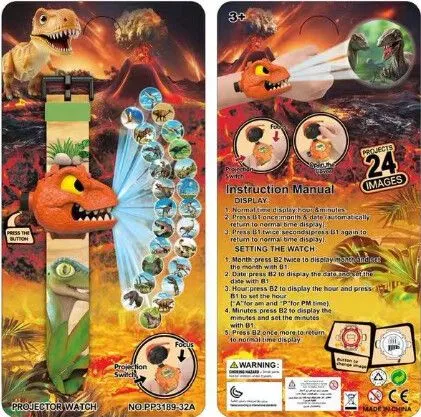 RELOJ INFANTIL CON PROYECTOR DINOSAURIO MOD.1 MODV-00I2 - VARIOS - NARANJA