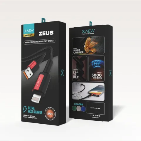 CABLE ZEUS TIPO USB-LIGHTNING MODX-00MF - XAEA - ROJO
