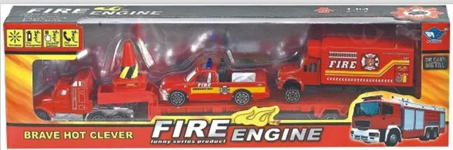 SET DE AUTOS DE BOMBEROS A TRACCION DE ALUMINIO ESCALA 1:87 ATRZ-008- ZUMO - ROJO