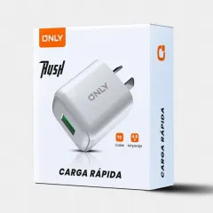 CARGADOR 220V MODO-018 4.8A - RUSH - 1USB + CABLE V8 - ONLY - BLANCO