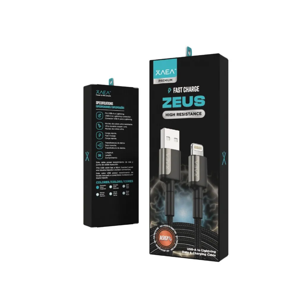 CABLE USB LIGHTNING MODX-104 - ZEUS - XAEA - PLATEADO