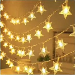 GUIRNALDA NAVIDEÑA ESTRELLA 6M/40 LUCES/PILAS MODV-001J - VARIOS - LUZ CALIDA