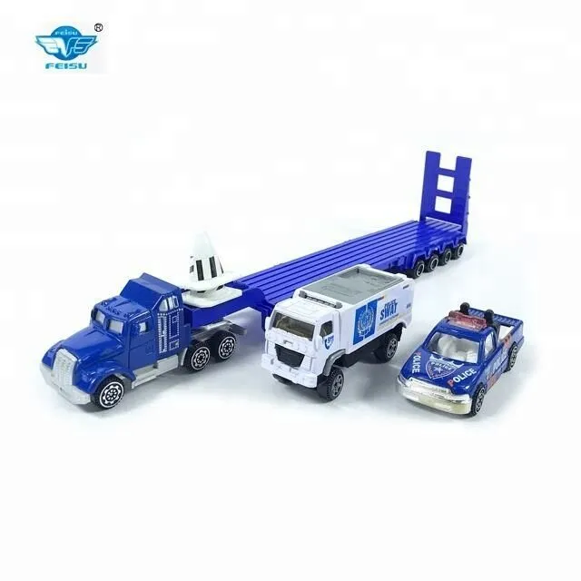 SET DE AUTOS DE POLICÍA A TRACCIÓN DE ALUMINIO ESCALA 1:87 ATRZ-013 - ZUMO - AZUL