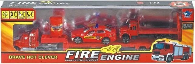 SET DE AUTOS DE BOMBEROS A TRACCION DE ALUMINIO ESCALA 1:87 ATRZ-008- ZUMO - ROJO