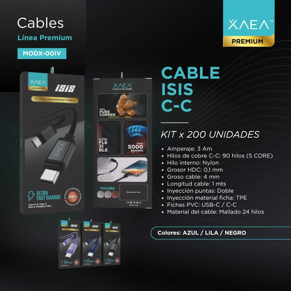 CABLE ISIS TIPO C-C MODX-00IV - XAEA - AZUL