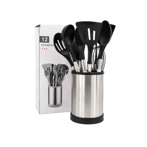 SET DE UTENSILIOS 12PCS C/ SILICONA CUBRE ACERO