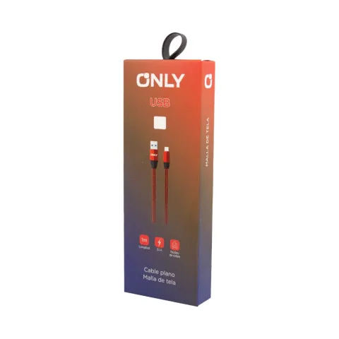 CABLE USB MOD 34 - RAYAS - TIPO C - 3.1 Amp ROJO