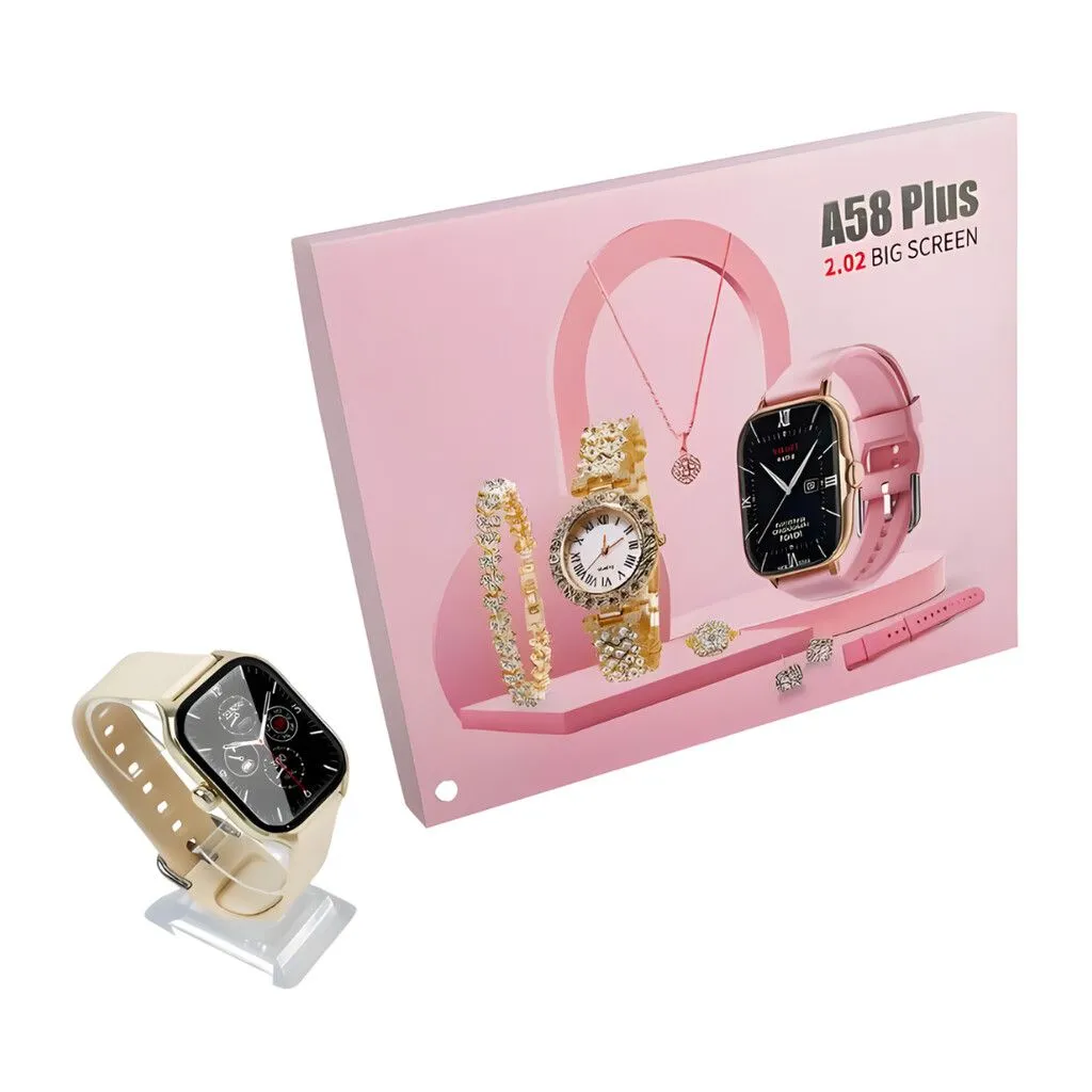 SMART WATCH A58 ESTUCHE C/ JOYERIA MODS-203 - ST - BLANCO-BEIGE