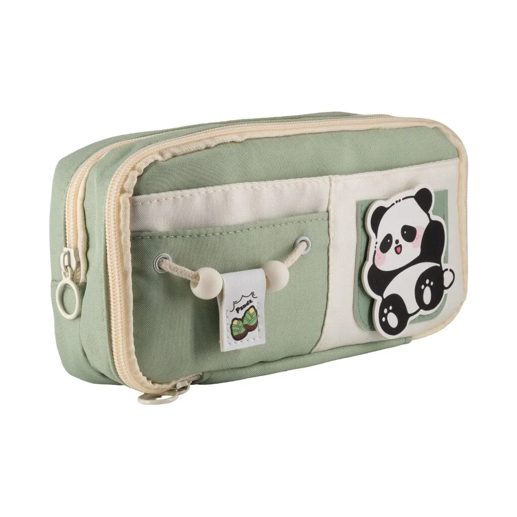 CARTUCHERA DOBLE DE TELA CON STICKER MODV-00BT - VARIOS - VERDE