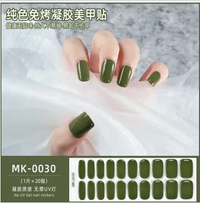 UÑAS GEL STICKERS UV-FREE LISOS MODV-00LV - VARIOS - VERDE