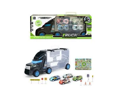 CAMION REMOLQUE + 4 AUTOS A TRACCION Y ACCESORIOS ATRZ-010 - ZUMO - MIX