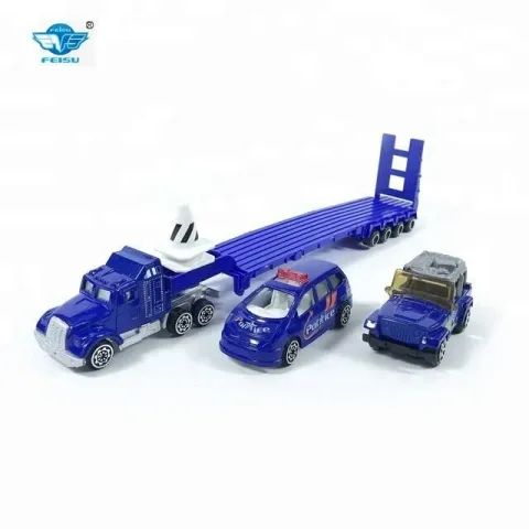 SET DE AUTOS DE POLICÍA A TRACCIÓN DE ALUMINIO ESCALA 1:87 ATRZ-013- ZUMO - AZUL