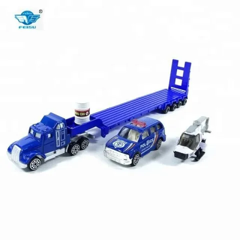 SET DE AUTOS DE POLICÍA A TRACCIÓN DE ALUMINIO ESCALA 1:87 ATRZ-013- ZUMO - AZUL