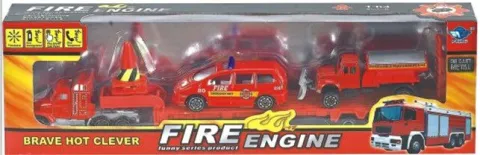 SET DE AUTOS DE BOMBEROS A TRACCION DE ALUMINIO ESCALA 1:87 ATRZ-008- ZUMO - ROJO