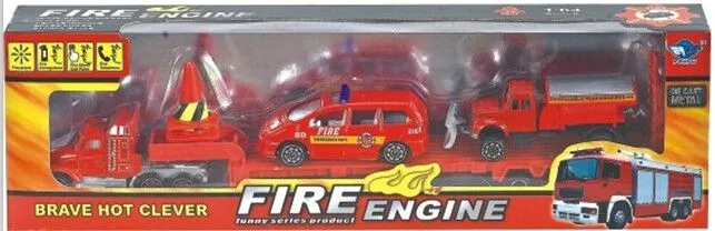 SET DE AUTOS DE BOMBEROS A TRACCION DE ALUMINIO ESCALA 1:87 ATRZ-008- ZUMO - ROJO