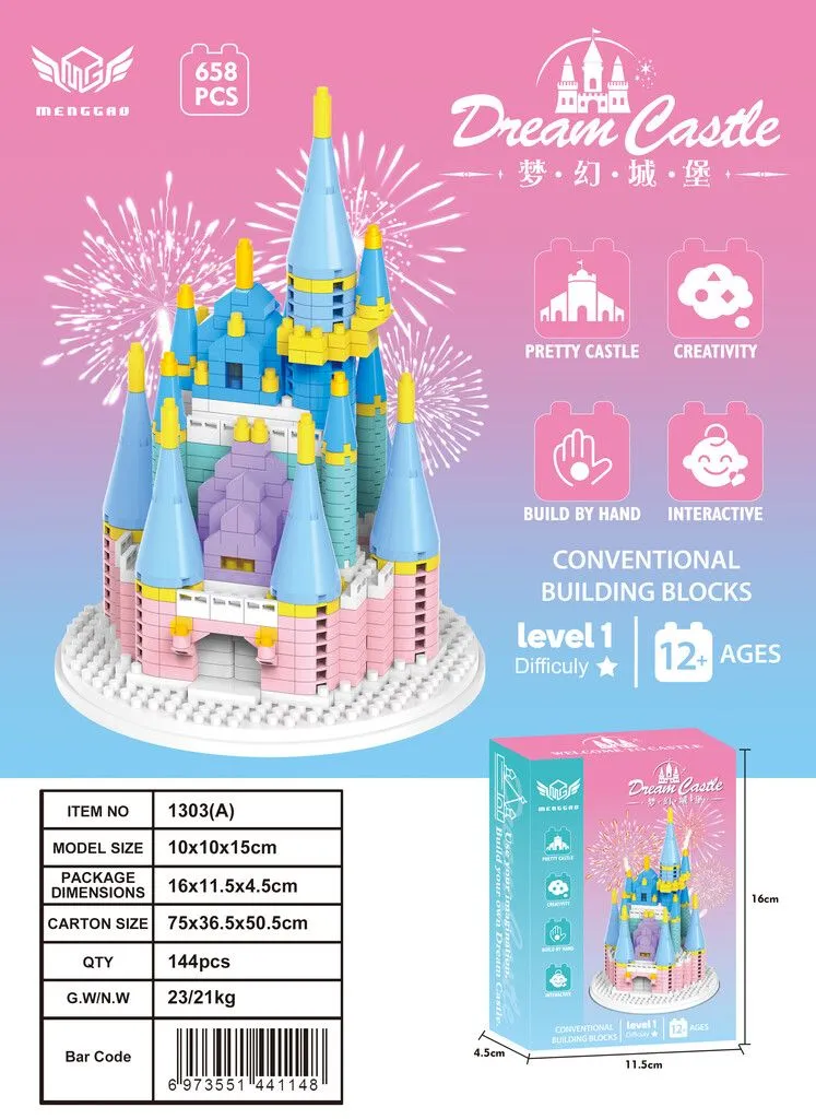 MINI BLOQUES CASTILLOS DE ENSUEÑO 658 PIEZAS JDMZ-128 - ZUMO - AZUL