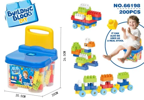 BLOQUES CON SILLITA 200 PIEZAS JDMZ-126 - ZUMO - AZUL